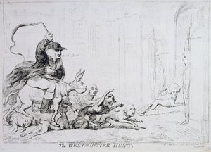 The Westminster Hunt, utgitt av 1788 (håndfarget etsning) av James Gillray
