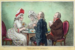 Two-Penny Whist, utgitt av Hannah Humphrey i 1796 (etsing, gravering, akvatint og wc på papir)