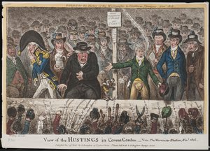 Utsikt over Hustings i Covent Garden – Vide. Westminster-valget, november 1806