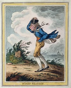 Windy Weather , utgitt av Hannah Humphrey i 1808 (håndfarget etsning)
