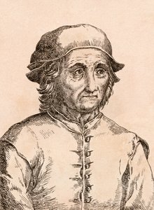 Hieronymus Bosch, illustrasjon fra '75 Portraits Of Celebrated Painters From Authentic Originals', utgitt i London, 1817 av James Girtin