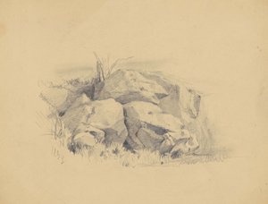 Rocks, 1839 (grafitt på vevd papir) av James Goodwin Clonney