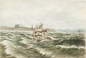 Rescue off Tynemouth (akvarell og kroppsfarge på papir)