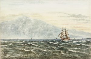 Fraktscene utenfor Tynemouth (akvarell, kroppsfarge og blyant på papir)