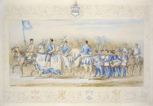 Charles Lamb Esq, Knight of the White Rose (blyant, wc og kroppsfarge på papir)
