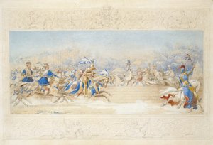 The Joust (blyant, wc og kroppsfarge på papir) av James Henry Nixon