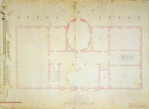 Plan for Presidents House, Washington, 1792 (blekkvask og blyant på papir) av James Hoban