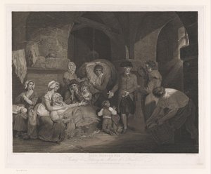 John Howard besøker en familie i fengsel John Howard Esq besøker og lindrer elendigheten i et fengsel (tittel på objekt) av James Hogg