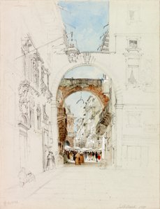 Piazza dei Signori, Verona (blyant og akvarell på papir (vevd)) av James Holland
