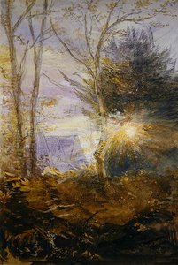 Sunrise, Abinger, Surrey (akvarell på papir) av James Holland