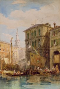 Palazzo Dei Camerlenghi, Venezia, ca. 1835-55 (blyant og akvarell) av James Holland