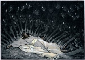 Engler som tjener Jesus etter at Djevelen har forlatt ham, 1897 av James Jacques Joseph Tissot