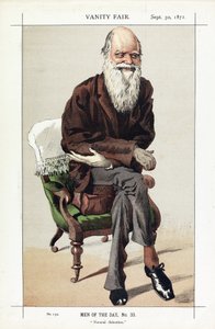 Charles Darwin, Men of the Day, nr. 33, Natural Selection, fra Vanity Fair, pub. 1871 av James Jacques Joseph Tissot