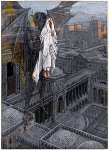 Christ Borne Up to a Pinnacle of the Temple, illustrasjon for The Life of Christ, ca. 1884-96 (wc og gouache på papp) av James Jacques Joseph Tissot