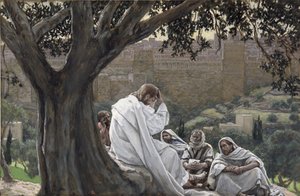 Kristus forutsiger ødeleggelsen av tempelet, illustrasjon for The Life of Christ, ca. 1886-94 (wc og gouache på papp) av James Jacques Joseph Tissot