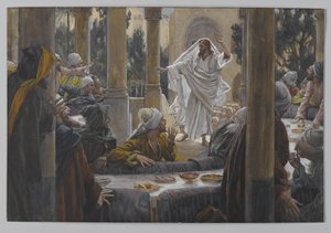 Forbannelser mot fariseerne, illustrasjon fra Vår Herre Jesu Kristi liv, 1886-96 (wc over grafitt på papir) av James Jacques Joseph Tissot