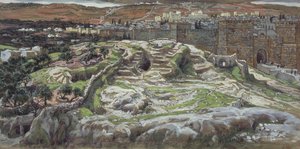 Golgata og den hellige grav i vår Herres tid, illustrasjon for The Life of Christ, ca. 1886-94 (wc & gouache på papp) av James Jacques Joseph Tissot