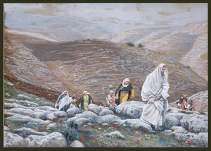 Jesus Goes Up into Jerusalem, illustrasjon for The Life of Christ, ca. 1886-94 (wc & gouache på papp) av James Jacques Joseph Tissot