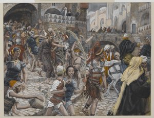 Jesus ledet fra Kaifas til Pilatus, illustrasjon fra Vår Herre Jesu Kristi liv, 1886-94 (wc over grafitt på papir) av James Jacques Joseph Tissot