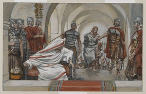 Jesus ledet fra Herodes til Pilatus, illustrasjon fra Vår Herre Jesu Kristi liv, 1886-94 (wc over grafitt på papir) av James Jacques Joseph Tissot