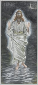 Jesus Walks on the Sea, illustrasjon fra The Life of Our Lord Jesus Christ (wc over grafitt på papir) av James Jacques Joseph Tissot