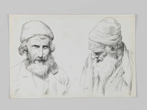Jøder og jemenitter, Jerusalem, illustrasjon fra The Life of Our Lord Jesus Christ (penn og blekk på vevd papir) av James Jacques Joseph Tissot