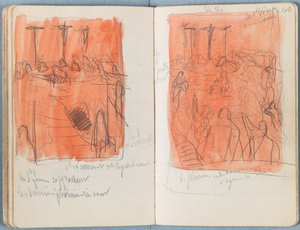 Sider fra et album med Sketches for The Life of Our Lord Jesus Christ, slutten av 1880-tallet (grafitt og vask på papir) av James Jacques Joseph Tissot