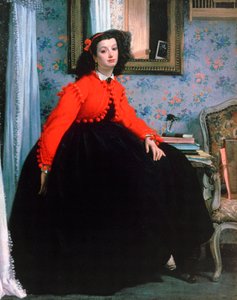 Portrett av Mlle LL, ung dame i rød jakke, 1864. av James Jacques Joseph Tissot