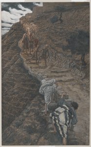 Sankt Peter og Johannes følger langveisfra, illustrasjon fra Vår Herre Jesu Kristi liv, 1886-94 (wc over grafitt på papir) av James Jacques Joseph Tissot