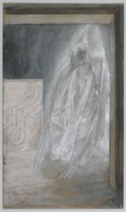 Engelen sitter på gravsteinen, illustrasjon fra Vår Herre Jesu Kristi liv, 1886-94 (wc over grafitt på papir) av James Jacques Joseph Tissot