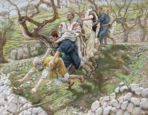 The Blind Leading the Blind, illustrasjon for The Life of Christ, ca. 1886-94 (wc & gouache på papp) av James Jacques Joseph Tissot