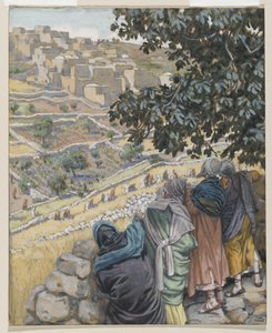 Disiplene spiser hvete, illustrasjon fra Vår Herre Jesu Kristi liv (wc over grafitt på papir) av James Jacques Joseph Tissot