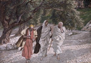 The Disciples on the Road to Emmaus, illustrasjon for The Life of Christ, ca. 1884-96 (wc & gouache på papp) av James Jacques Joseph Tissot
