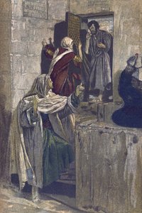 The First Denial of Saint Peter - The First Denial of Saint Peter - from “” The Life of Our Lord Jesus Christ”” - 1899 by James Tissot - La vie de notre seigneur Jesus Christ, by Jacques Joseph (Jacques Joseph) Tissot dit James Tissot (1836-1902) av James Jacques Joseph Tissot