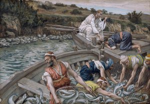 The First Miraculous Draft of Fish, illustrasjon for The Life of Christ, ca. 1886-94 (wc & gouache på papp) av James Jacques Joseph Tissot