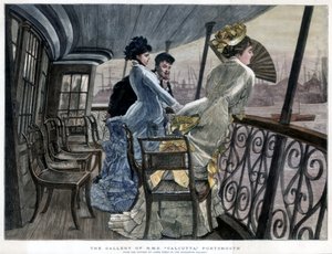 Galleriet til H M S Calcutta, Portsmouth, c1850-1900. av James Jacques Joseph Tissot