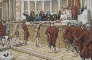 The Judgment on the Gabbatha, illustrasjon fra The Life of Our Lord Jesus Christ, 1886-94 (wc over grafitt på papir) av James Jacques Joseph Tissot