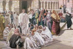 Fariseerne stiller spørsmål ved Jesus, illustrasjon til The Life of Christ, ca. 1886-96 (gouache på papp) av James Jacques Joseph Tissot