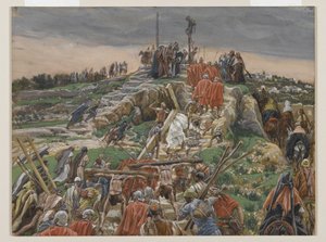 Prosesjonen nærmer seg Golgata, illustrasjon fra The Life of Our Lord Jesus Christ, 1886-94 (wc over grafitt på papir) av James Jacques Joseph Tissot