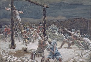 The Raising of the Cross, illustrasjon for The Life of Christ, ca. 1886-94 (wc & gouache på papp) av James Jacques Joseph Tissot