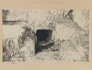 Den runde steinen sett fra utsiden, illustrasjon fra Vår Herre Jesu Kristi liv (blekk på papir) av James Jacques Joseph Tissot
