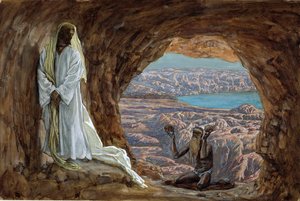 The Temptation in the Wilderness, illustrasjon for The Life of Christ, ca. 1886-94 (wc & gouache på papp) av James Jacques Joseph Tissot