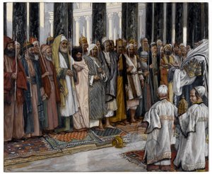 The Testing of the Suitors of the Holy Virgin, illustrasjon for The life of Christ, ca. 1886-94 (ugjennomsiktig wc over grafitt på grått vevd papir) av James Jacques Joseph Tissot