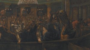 Den revne kappen - Jesus dømt til døden av jødene, illustrasjon fra The Life of Our Lord Jesus Christ, 1886-94 (wc over grafitt på papir) av James Jacques Joseph Tissot