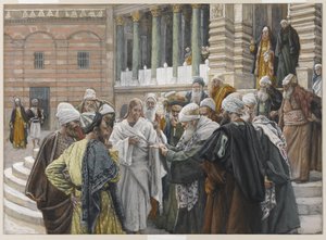 The Tribute Money, illustrasjon fra The Life of Our Lord Jesus Christ, 1886-94 (wc over grafitt på papir) av James Jacques Joseph Tissot
