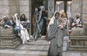 The Widows Mite, illustrasjon for The Life of Christ, ca. 1884-96 (wc & gouache på papp) av James Jacques Joseph Tissot