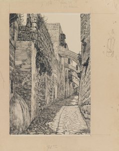 Via Dolorosa, Jerusalem, illustrasjon fra The Life of Our Lord Jesus Christ (blekk og grafitt på papp) av James Jacques Joseph Tissot