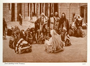 Jesus taler i skattkammeret - St John - Bibelen av James Jacques Joseph after Tissot