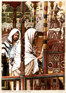 Jesus underviser i synagogen - St Matteus - Bibelen av James Jacques Joseph after Tissot