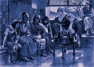 Job og hans familie av J James Tissot - Bibelen av James Jacques Joseph after Tissot